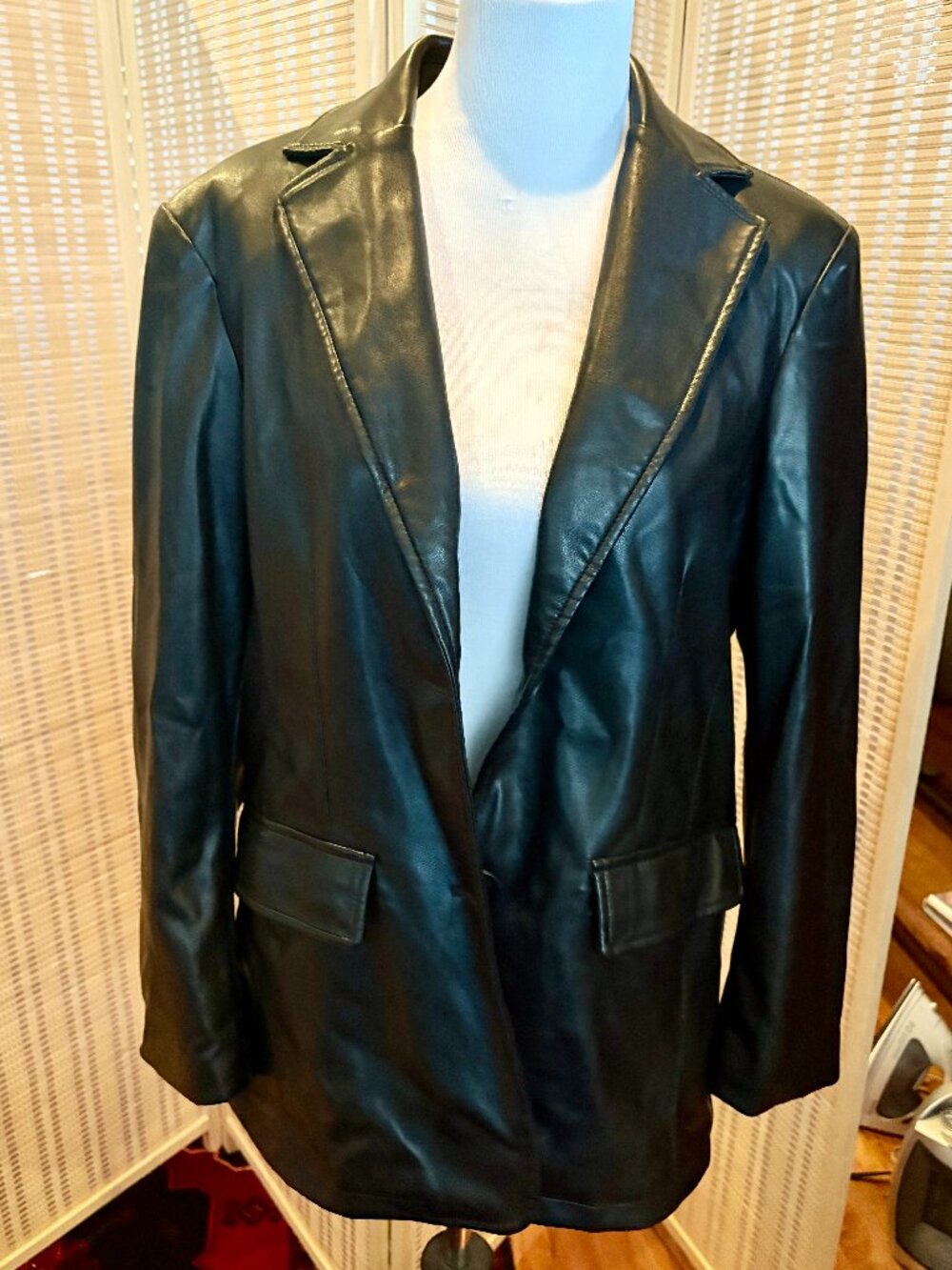 Avec les Filles Oversize Black Leather Coat - M - Never Worn